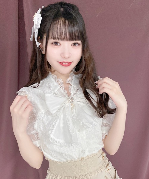 ROJITA(ロジータ)の「シアーリボンレースTOPS(シャツ/ブラウス・レディース・ホワイト/パープル/ブラック・FREE)」の2枚目の写真