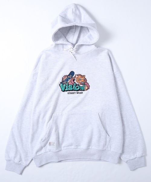 VISION STREET WEAR(ヴィジョンストリートウェア)の「【VISION STREET WEAR】ビッグシルエット グラフィックタイガー刺繍 スウェットパーカー / プルオーバーパーカー(パーカー・レディース・チャコールグレー/ライトグレー/パープル/ブラウン・MEDIUM/LARGE/X-LARGE)」の8枚目の写真