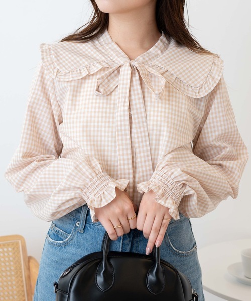 WEGO（ウィゴー）の「WEGO/フリル襟リボンタイブラウス（シャツ