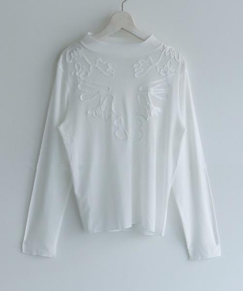 cheriella（シェリエラ）の「【cheriella】WEB限定テープ刺繍メッシュシアーカットソー（Tシャツ/カットソー・レディース・ホワイト/ブラック・M）」の12枚目の写真