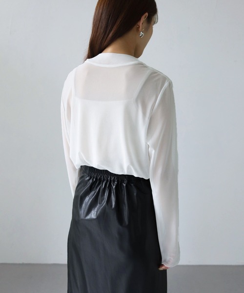 cheriella（シェリエラ）の「【cheriella】WEB限定テープ刺繍メッシュシアーカットソー（Tシャツ/カットソー・レディース・ホワイト/ブラック・M）」の4枚目の写真