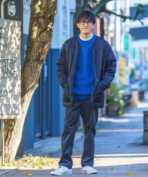 coen（コーエン）の「[洗える]アクリルカタアゼクルーネックニット（ニット/セーター・メンズ・ブラック/コバルトブルー/マスタード/ダークグリーン・MEDIUM/LARGE/X-LARGE/SMALL）」の7枚目の写真