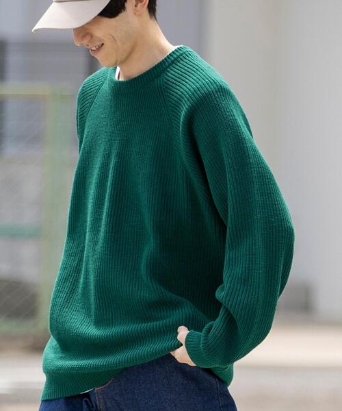 coen（コーエン）の「[洗える]アクリルカタアゼクルーネックニット