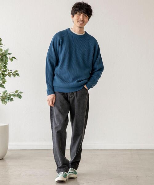 coen（コーエン）の「[洗える]アクリルカタアゼクルーネックニット（ニット/セーター・メンズ・マスタード/ブラック/ダークグリーン/コバルトブルー・MEDIUM/LARGE/X-LARGE/SMALL）」の14枚目の写真