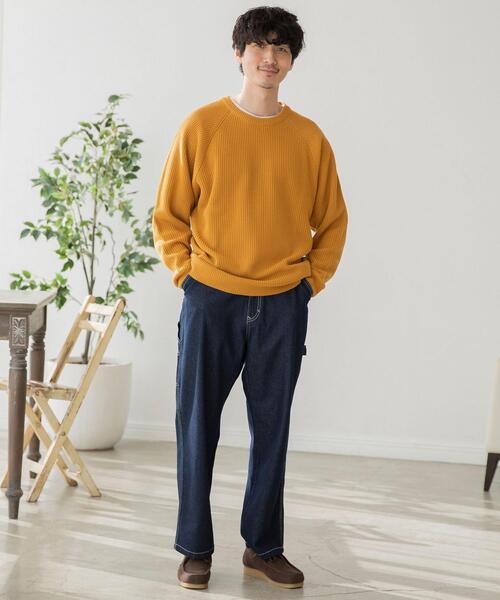 coen（コーエン）の「[洗える]アクリルカタアゼクルーネックニット（ニット/セーター・メンズ・マスタード/ブラック/ダークグリーン/コバルトブルー・MEDIUM/LARGE/X-LARGE/SMALL）」の16枚目の写真