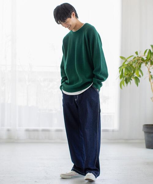 coen（コーエン）の「[洗える]アクリルカタアゼクルーネックニット（ニット/セーター・メンズ・マスタード/ブラック/ダークグリーン/コバルトブルー・MEDIUM/LARGE/X-LARGE/SMALL）」の20枚目の写真