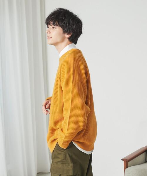 coen（コーエン）の「[洗える]アクリルカタアゼクルーネックニット（ニット/セーター・メンズ・ブラック/コバルトブルー/マスタード/ダークグリーン・MEDIUM/LARGE/X-LARGE/SMALL）」の19枚目の写真