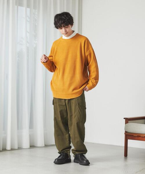 coen（コーエン）の「[洗える]アクリルカタアゼクルーネックニット（ニット/セーター・メンズ・ブラック/コバルトブルー/マスタード/ダークグリーン・MEDIUM/LARGE/X-LARGE/SMALL）」の21枚目の写真