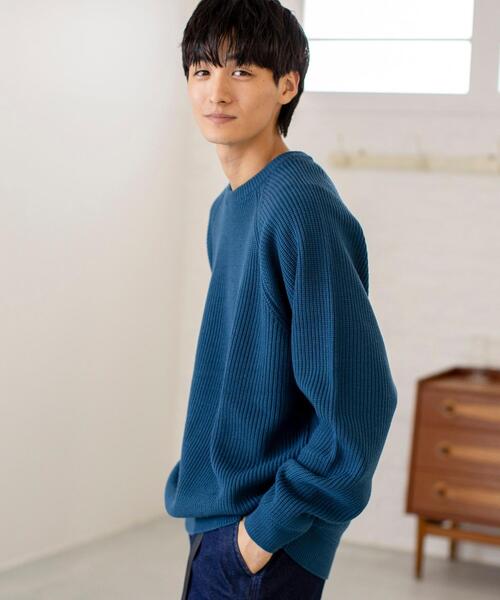 coen（コーエン）の「[洗える]アクリルカタアゼクルーネックニット（ニット/セーター・メンズ・ブラック/コバルトブルー/マスタード/ダークグリーン・MEDIUM/LARGE/X-LARGE/SMALL）」の14枚目の写真