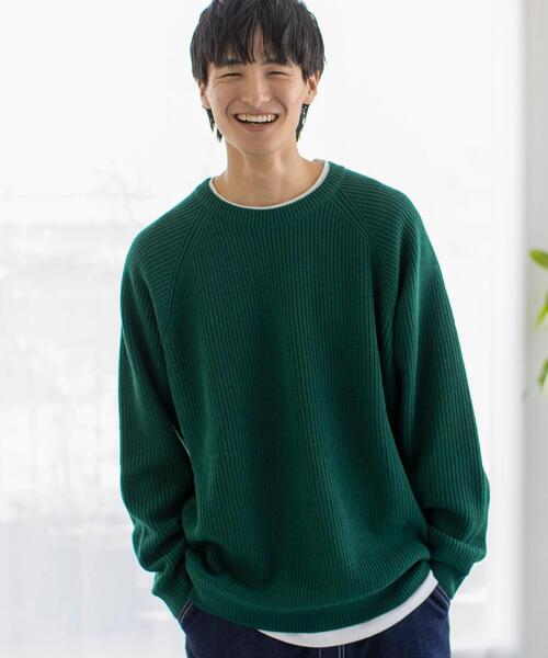 coen（コーエン）の「[洗える]アクリルカタアゼクルーネックニット（ニット/セーター・メンズ・ブラック/コバルトブルー/マスタード/ダークグリーン・MEDIUM/LARGE/X-LARGE/SMALL）」の15枚目の写真