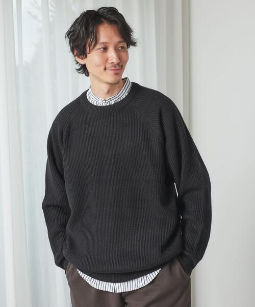 coen（コーエン）の「[洗える]アクリルカタアゼクルーネックニット（ニット/セーター・メンズ・ブラック/コバルトブルー/マスタード/ダークグリーン・MEDIUM/LARGE/X-LARGE/SMALL）」の10枚目の写真