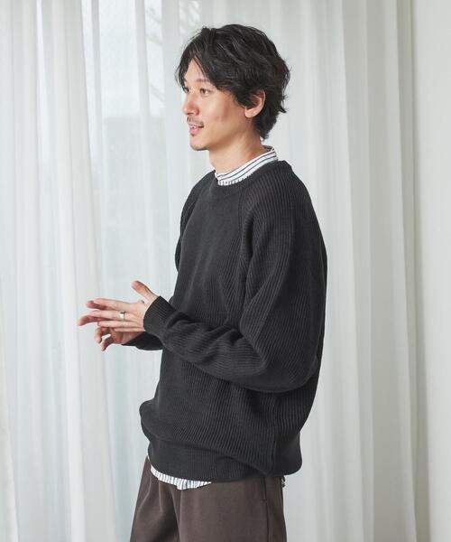 coen（コーエン）の「[洗える]アクリルカタアゼクルーネックニット（ニット/セーター・メンズ・ブラック/コバルトブルー/マスタード/ダークグリーン・MEDIUM/LARGE/X-LARGE/SMALL）」の11枚目の写真