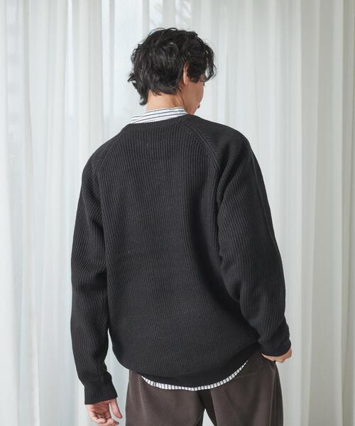 coen（コーエン）の「[洗える]アクリルカタアゼクルーネックニット（ニット/セーター・メンズ・ブラック/コバルトブルー/マスタード/ダークグリーン・MEDIUM/LARGE/X-LARGE/SMALL）」の12枚目の写真