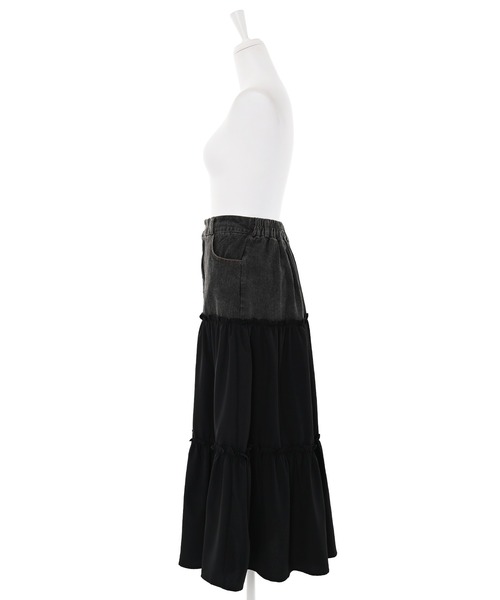 Narcissus（ナルシス）の「【Narcissus】デニムドッキングスカート（デニムスカート・レディース・ブラック/ネイビー・FREE）」の3枚目の写真