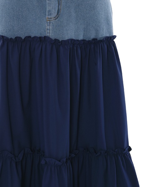 Narcissus（ナルシス）の「【Narcissus】デニムドッキングスカート（デニムスカート・レディース・ブラック/ネイビー・FREE）」の4枚目の写真