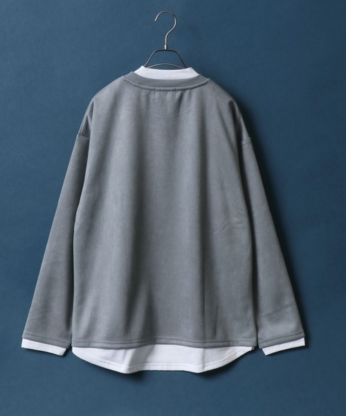 ANPAS(アンパス)の「Eco Suede Fake Layered Mockneck Shirt/エコスウェード フェイクレイヤード モックネックシャツ ハイネックシャツ(Tシャツ/カットソー・メンズ・グレー/ブルー/グリーン/グレイッシュベージュ・LL/M/L)」の18枚目の写真