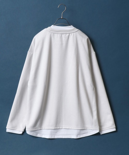 ANPAS(アンパス)の「Eco Suede Fake Layered Mockneck Shirt/エコスウェード フェイクレイヤード モックネックシャツ ハイネックシャツ(Tシャツ/カットソー・メンズ・グレー/ブルー/グリーン/グレイッシュベージュ・LL/M/L)」の7枚目の写真