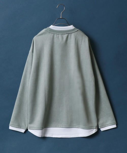 ANPAS(アンパス)の「Eco Suede Fake Layered Mockneck Shirt/エコスウェード フェイクレイヤード モックネックシャツ ハイネックシャツ(Tシャツ/カットソー・メンズ・グレー/ブルー/グリーン/グレイッシュベージュ・LL/M/L)」の14枚目の写真