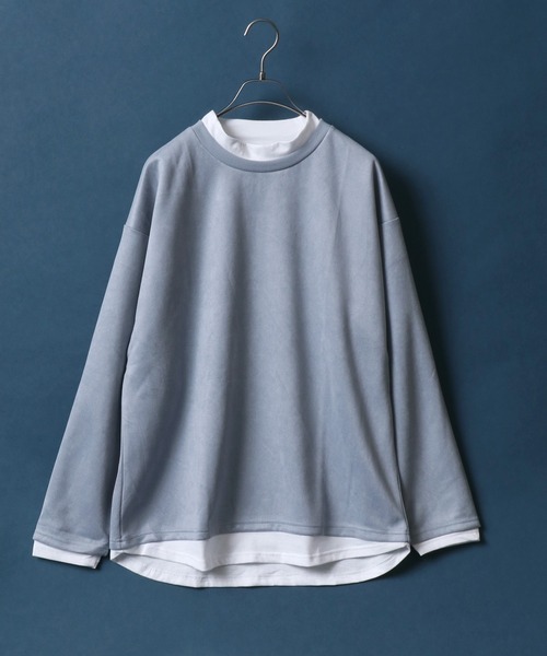 ANPAS(アンパス)の「Eco Suede Fake Layered Mockneck Shirt/エコスウェード フェイクレイヤード モックネックシャツ ハイネックシャツ(Tシャツ/カットソー・メンズ・グレー/ブルー/グリーン/グレイッシュベージュ・LL/M/L)」の16枚目の写真