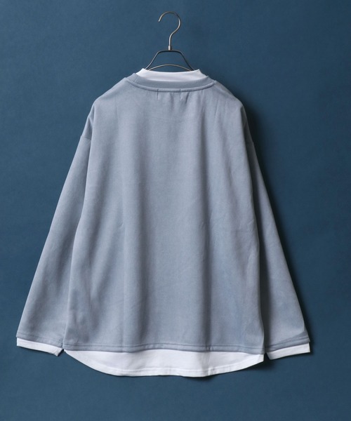 ANPAS(アンパス)の「Eco Suede Fake Layered Mockneck Shirt/エコスウェード フェイクレイヤード モックネックシャツ ハイネックシャツ(Tシャツ/カットソー・メンズ・グレー/ブルー/グリーン/グレイッシュベージュ・LL/M/L)」の11枚目の写真