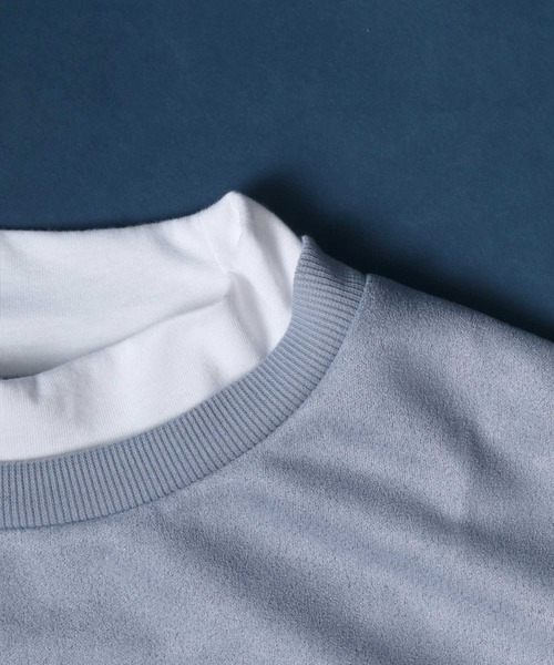 ANPAS(アンパス)の「Eco Suede Fake Layered Mockneck Shirt/エコスウェード フェイクレイヤード モックネックシャツ ハイネックシャツ(Tシャツ/カットソー・メンズ・グレー/ブルー/グリーン/グレイッシュベージュ・LL/M/L)」の10枚目の写真