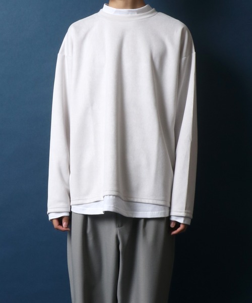 ANPAS(アンパス)の「Eco Suede Fake Layered Mockneck Shirt/エコスウェード フェイクレイヤード モックネックシャツ ハイネックシャツ(Tシャツ/カットソー・メンズ・グレー/ブルー/グリーン/グレイッシュベージュ・LL/M/L)」の22枚目の写真