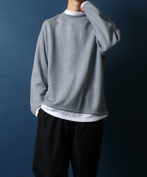 ANPAS(アンパス)の「Eco Suede Fake Layered Mockneck Shirt/エコスウェード フェイクレイヤード モックネックシャツ ハイネックシャツ(Tシャツ/カットソー・メンズ・グレー/ブルー/グリーン/グレイッシュベージュ・LL/M/L)」の21枚目の写真