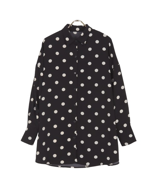 KOBE LETTUCE(コウベレタス)の「バックオープンビッグシャツチュニック(チュニック・レディース・オフホワイト/ブラック系その他/ブラック・FREE)」の10枚目の写真