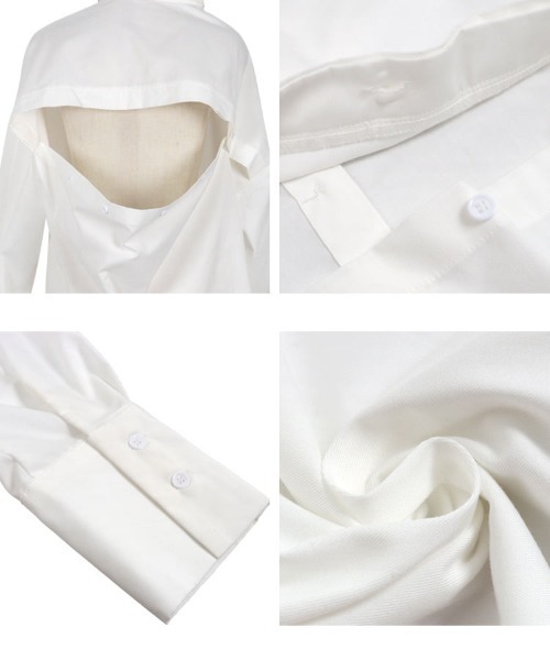 KOBE LETTUCE(コウベレタス)の「バックオープンビッグシャツチュニック(チュニック・レディース・オフホワイト/ブラック系その他/ブラック・FREE)」の11枚目の写真