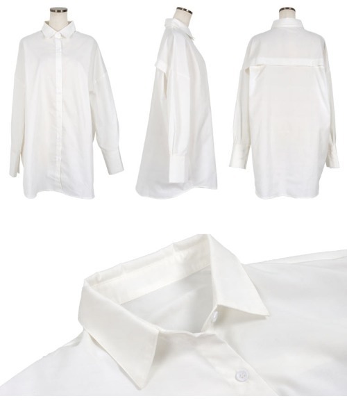 KOBE LETTUCE(コウベレタス)の「バックオープンビッグシャツチュニック(チュニック・レディース・オフホワイト/ブラック系その他/ブラック・FREE)」の12枚目の写真