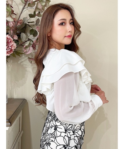 DURAS（デュラス）の「２ＷＡＹオープンショルダーシアーブラウス（シャツ/ブラウス・レディース・ホワイト/ブラック・FREE）」の4枚目の写真