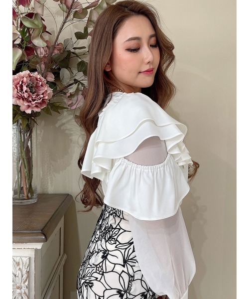 DURAS（デュラス）の「２ＷＡＹオープンショルダーシアーブラウス（シャツ/ブラウス・レディース・ホワイト/ブラック・FREE）」の5枚目の写真