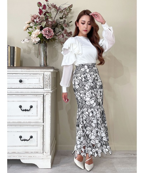 DURAS（デュラス）の「２ＷＡＹオープンショルダーシアーブラウス（シャツ/ブラウス・レディース・ホワイト/ブラック・FREE）」の7枚目の写真