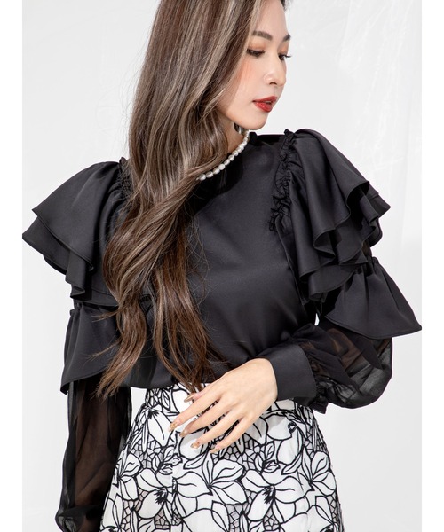 DURAS（デュラス）の「２ＷＡＹオープンショルダーシアーブラウス（シャツ/ブラウス・レディース・ホワイト/ブラック・FREE）」の16枚目の写真