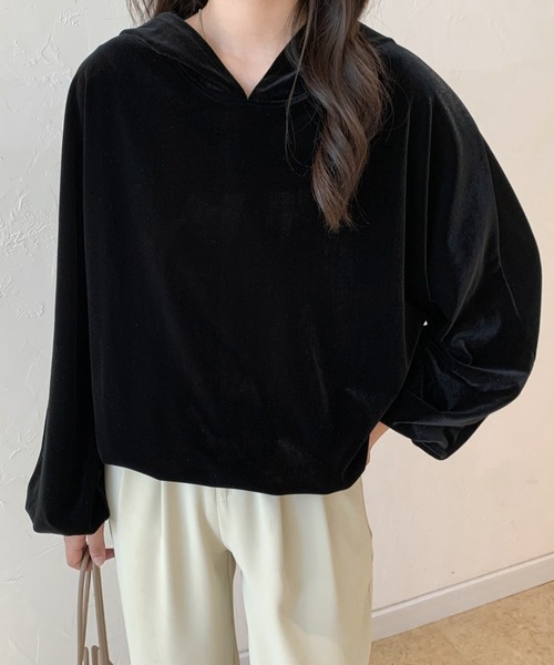 ECLIN(エクラン)の「ベロアフーディパーカー(パーカー・レディース・ブラック/ベージュ/モカ・FREE)」の13枚目の写真
