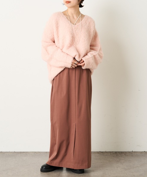 Omekashi（オメカシ）の「ループヤーンロングニット（ニット/セーター・レディース・ブラック/ベージュ/ピンク/オフホワイト・FREE）」の19枚目の写真