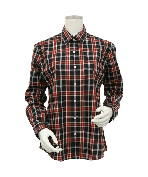 TOKYO SHIRTS（トウキョウシャツ）の「形態安定ノーアイロン レギュラー 長袖ビジネスワイシャツ（ビジネスシャツ・レディース・ブラック×レッド・LL/S/M/L/XL）」の3枚目の写真
