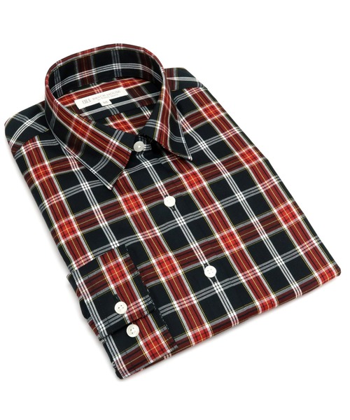 TOKYO SHIRTS（トウキョウシャツ）の「形態安定ノーアイロン レギュラー 長袖ビジネスワイシャツ（ビジネスシャツ・レディース・ブラック×レッド・LL/S/M/L/XL）」の4枚目の写真