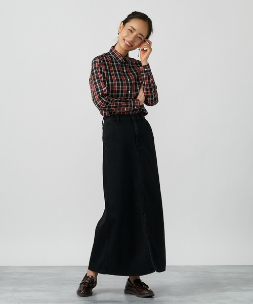 TOKYO SHIRTS（トウキョウシャツ）の「形態安定ノーアイロン レギュラー 長袖ビジネスワイシャツ（ビジネスシャツ・レディース・ブラック×レッド・LL/S/M/L/XL）」の2枚目の写真