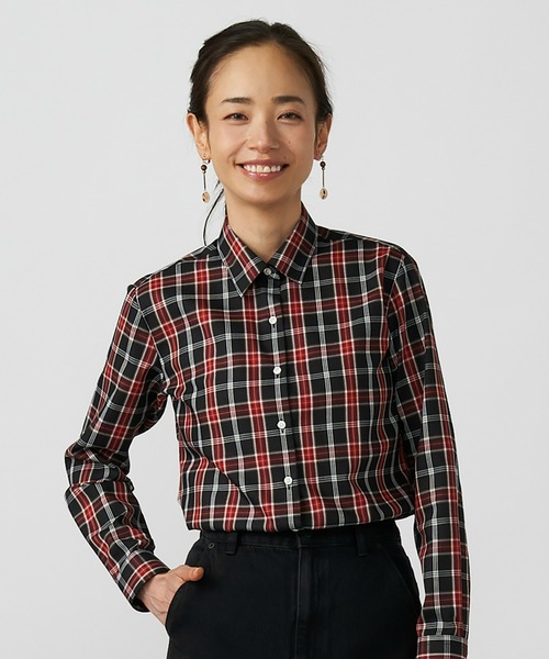 TOKYO SHIRTS（トウキョウシャツ）の「形態安定ノーアイロン レギュラー 長袖ビジネスワイシャツ（ビジネスシャツ・レディース・ブラック×レッド・LL/S/M/L/XL）」の9枚目の写真