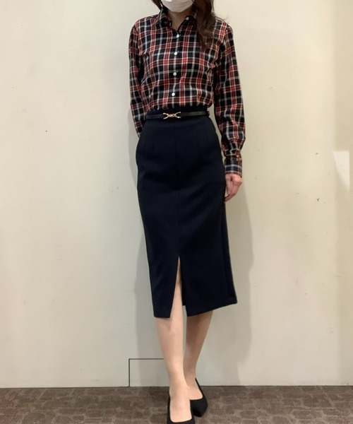 TOKYO SHIRTS（トウキョウシャツ）の「形態安定ノーアイロン レギュラー 長袖ビジネスワイシャツ（ビジネスシャツ・レディース・ブラック×レッド・LL/S/M/L/XL）」の8枚目の写真