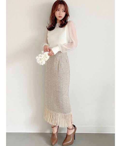 RESEXXY（リゼクシー）の「シアースリーブ切替ニットトップス（ニット/セーター・レディース・ピンク/ブルー/ホワイト/ブラック・FREE）」の11枚目の写真