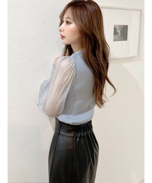 RESEXXY（リゼクシー）の「シアースリーブ切替ニットトップス（ニット/セーター・レディース・ピンク/ブルー/ホワイト/ブラック・FREE）」の13枚目の写真