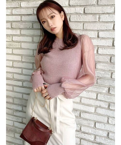 RESEXXY（リゼクシー）の「シアースリーブ切替ニットトップス（ニット/セーター・レディース・ピンク/ブルー/ホワイト/ブラック・FREE）」の17枚目の写真