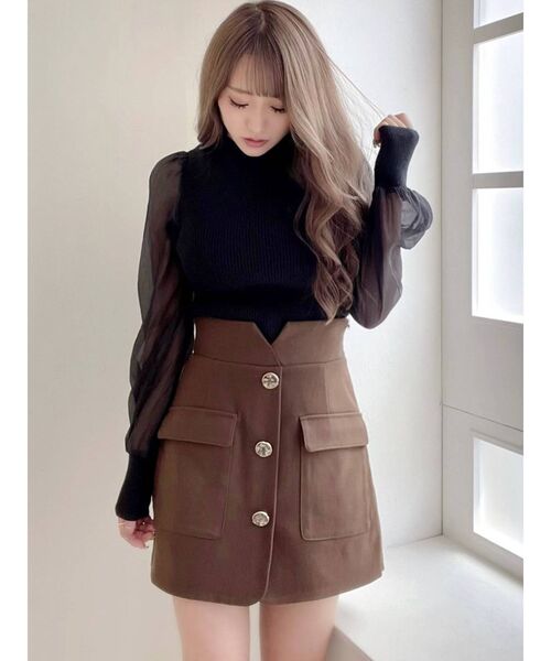 RESEXXY（リゼクシー）の「シアースリーブ切替ニットトップス（ニット/セーター・レディース・ピンク/ブルー/ホワイト/ブラック・FREE）」の19枚目の写真