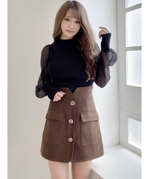 RESEXXY（リゼクシー）の「シアースリーブ切替ニットトップス（ニット/セーター・レディース・ピンク/ブルー/ホワイト/ブラック・FREE）」の20枚目の写真