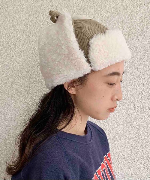 CONTROL FREAK / CTFK(コントロールフリーク)の「CONTROL FREAK(コントロールフリーク)コーデュロイフライトキャップ(キャップ・レディース・ブラック/ベージュ/カーキ・FREE)」の1枚目の写真