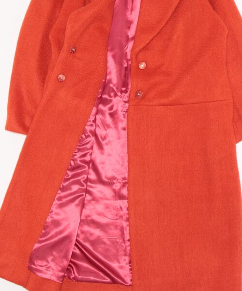 Three Four Time（ｽﾘｰﾌｫｰﾀｲﾑ）の「【Limue】ブークレーウールコート（チェスターコート・レディース・オレンジ・FREE）」の3枚目の写真