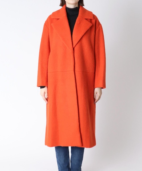 Three Four Time（ｽﾘｰﾌｫｰﾀｲﾑ）の「【Limue】ブークレーウールコート（チェスターコート・レディース・オレンジ・FREE）」の7枚目の写真