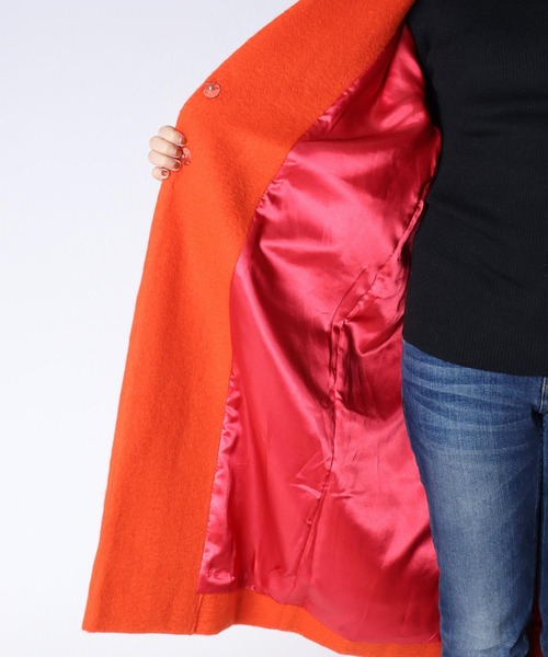Three Four Time（ｽﾘｰﾌｫｰﾀｲﾑ）の「【Limue】ブークレーウールコート（チェスターコート・レディース・オレンジ・FREE）」の14枚目の写真